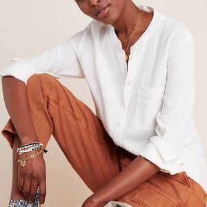 Pilcro and the Letterpress Whitney Linen Blend Trapeze Buttondown, Size XS